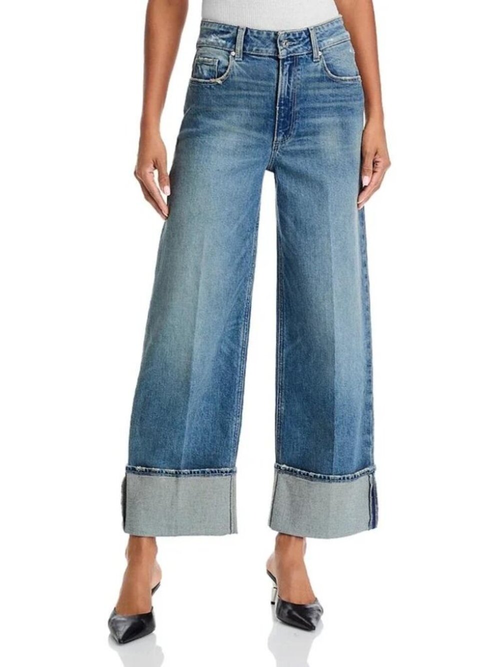 NWT PAIGE Sasha ankle wide leg jeans in walk of fame 28